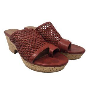 Baretraps womens 8.5M Bethie red woven cork wedge sandals